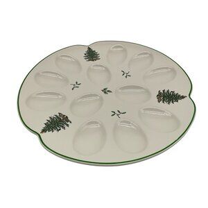 Spode Christmas Tree Devilled Egg Platter/Plate Christmas Serveware, Holiday